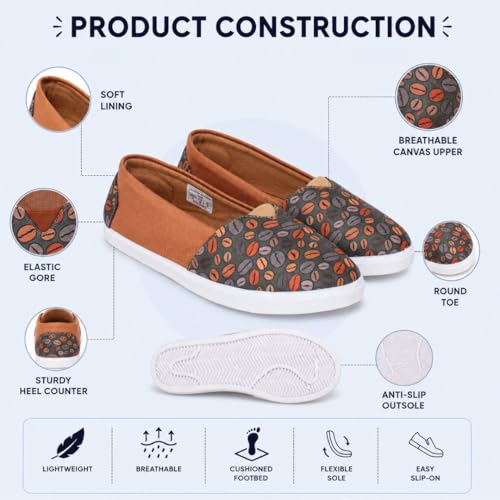 Image of TRASE Women's Printed Bellies - Lightweight Slip-On Ballerina Flats with Cushioned Footbed, Comfortable Anti-Skid Ladies Footwear for Casual, College & Office use
