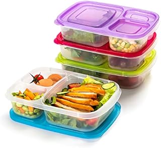 Beefeta Lunch Box with Compartments 4 Pack Bento Lunch Box Sets for Kids&Adult Reusable Dishwasher and Microwave Safe Meal Prep Containers BPA Free Plastic Food Storage Lunch Boxes