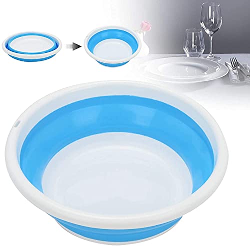 Bassine à vaisselle ronde pliable de 6,41 L - Portable - Multifonctions - Pour l'extérieur, les voyages, la cuisine, le camping, les caravanes - Porte-eau