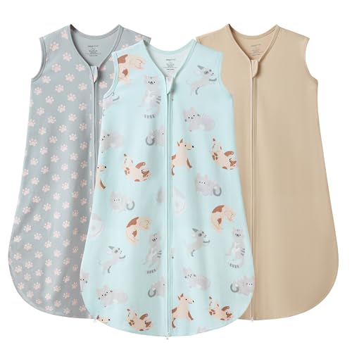 Image of JELLYMONI Baby Sleep Sack 0-6 Months Wearable Blanket for Baby, 100% Cotton 2 Pack Infant Toddler Sleeping Sack Lightweight Soft 2-Way Zipper Sleepsack