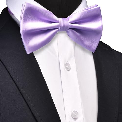 Image of GUSLESON Men's 3-pc Solid Color Bow Tie Gift Set - Double‑Fold Pre-Tied Bow Tie, Pocket Square, Cufflinks - Wedding Formal Party