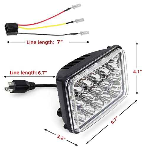Dot Approved 4X6 Inch Led Headlights Hi/Lo Sealed Beam Replace Projector Rectangular H4651 H4652 H4656 H6545 Headlamp Peterbil Kw Kenworth Freightinger Ford Probe Chevy Oldsmobile Cutlass 4Pcs #TOP1