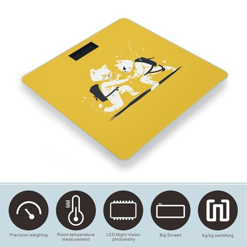 Báscula digital de baño vidrio templado amarilla y blanca miniatura 3