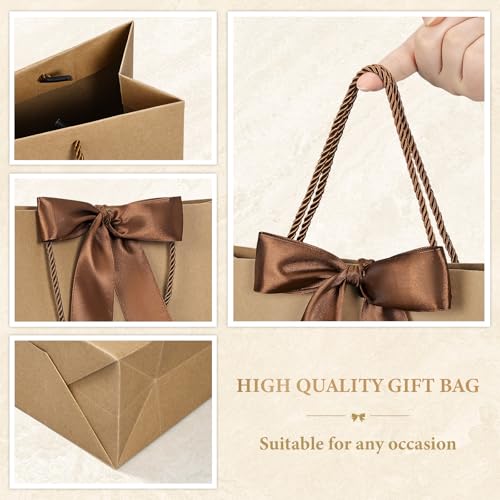 Image of JMANNI Gift Bags with Handles, 11 inch Small Gift Bag for Presents, 2 Pcs Bags with 4 Tissue Paper and 2 Cards for Baby Shower Wedding Bridal Shower Mother's Day Birthday Party (Kraft)