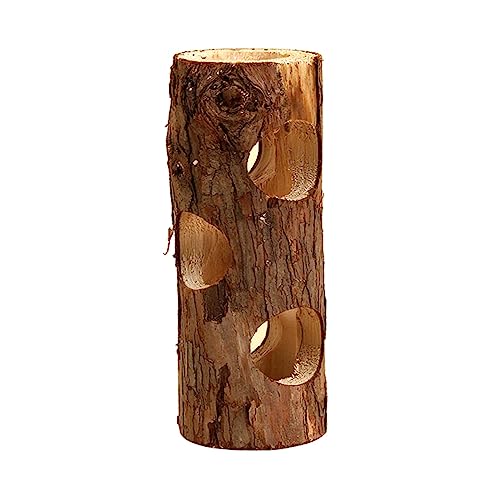 TOKAYIFE Natural Wooden Hamster Tunnel Tube Chew Toy Forest Hollow Tree Trunk for Syrian Hamsters Dwarf Hamster Gerbil Rat Chipmunk (M)