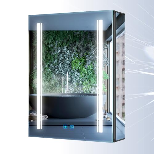 Tokvon® Rivulet Armoires de Salle de Bain avec Miroir LED Luminosité réglable Prise Double pour...