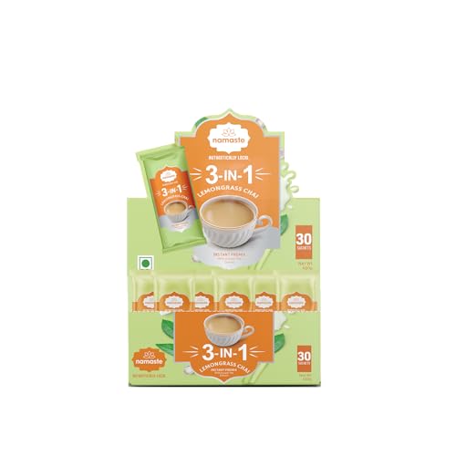 Image of Namaste Chai Instant Tea Premix Lemongrass Flavour | Assam | Milk and Sugar | Ready Mix Powder (30 Count, Pack of 3)