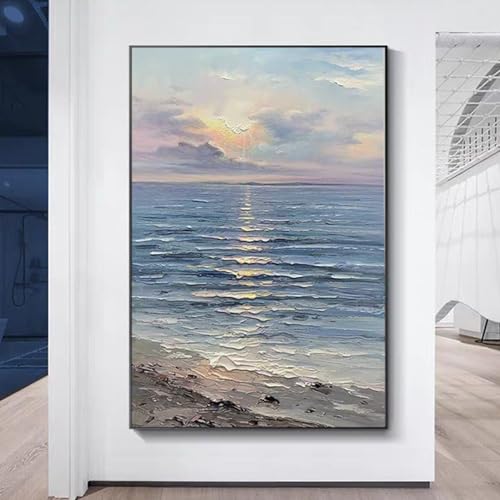 Peinture à l'huile paysage marin sur toile moderne sans cadre pour salon
