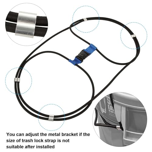 Image of SHUESS 4 PCS Trash Can Lock for Animals, Heavy Duty Bungee Cord Garbage Can Lock for 30-50 Gal Outdoor Garbage Cans, Nylon Plastic, Black, 1 Inch, 4 Count