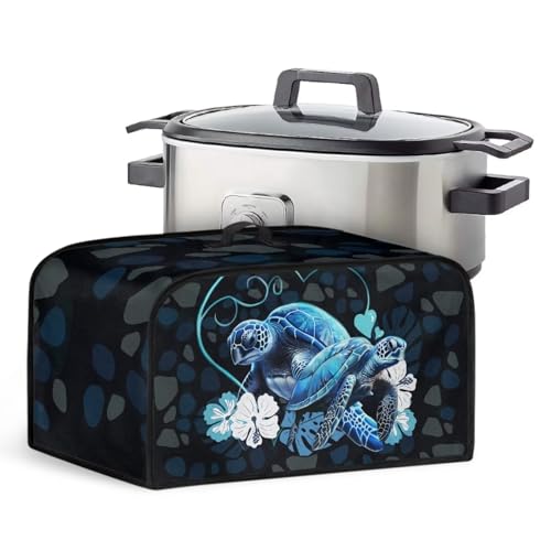 Mintulipy Turtle 6/7/8 Quart Slow Cooker Protector Dust Protection Insulated Kitchen Appliance Cover with Top Handle and Pocket Keep Tide and Clean