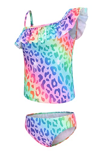 Image of Girls Two Piece Swimsuits Hawaiian Ruffle Tankini Swimwear Bathing Suit Set