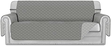 Deeky Couch Cover, Sofa Covers for 3 Cushion Couch, Dog Couch Cover Protector, Furniture Covers for Pets, Reversible and Water Resistant Cover with Foam Sticks & Elastic Straps, Sofa, Gray/Light Gray