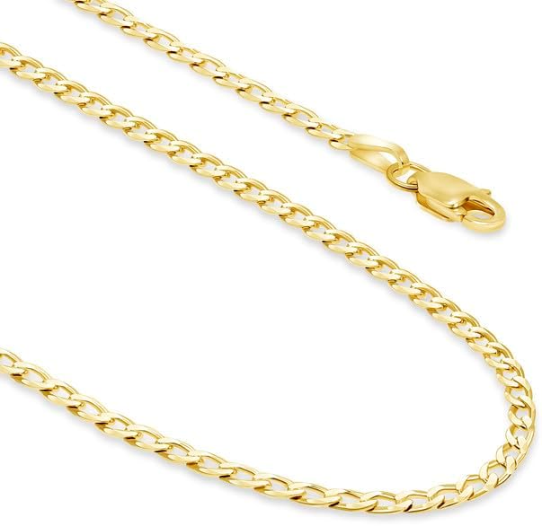 Real Solid 14k Gold Cuban Chain (2mm-3mm Width, 16"-24" Length) - For Men & Women -...
