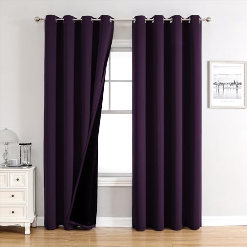 ChrisDowa 100% Blackout Curtains for Bedroom 72 Inches Long 2 Panels Set