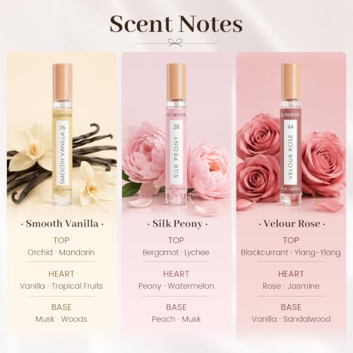 Image of slashome Hair Perfume Set for Women, 3x10mL Alcohol-Free Hair & Body Mist | Smooth Vanilla, Silk Peony & Velour Rose, Long-Lasting Fragrance for Hair, Travel-Size Scents for Daily Wear & Gift for Her