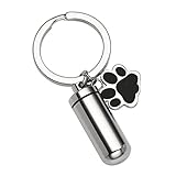Zysta Free Engraving - Personalized Custom Pet Dog Paw Capsule Keepsake Urn Keychain for Ashes of Loved One in Cylinder Bottle Charms,Stainless Steel (Engraving)