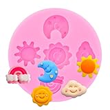 3D Rainbow Moon Sun Cloud Weather Icon Shape Silicone Mold Candy Clay Epoxy Resin Chocolate Cake Topper Decoration Decor Desserts Gum Paste Fondant Pudding Cupcake Handmade Jelly Shots Keychain Charm