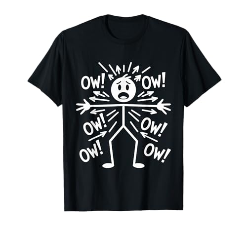 Figura Stick Man Dolor Expresión Humor Viejo Dolor Camiseta
