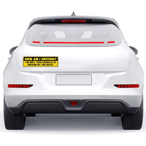 Image of [11.5 inchx3 inch] How Am I Driving? I'm Not. This Vehicle is Driven by 700 Rats Bumper Stickers Funny Humour Caution Driving Safety Sign Safe Car Truck Van Driver V Vinyl Decal for Car Vehicle Window