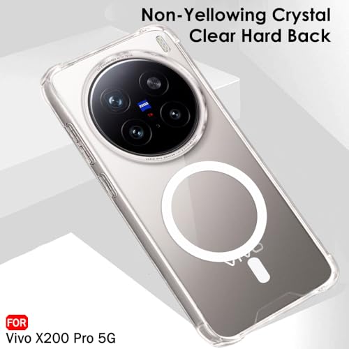 Image of TheGiftKart Shockproof Ultra-Hybrid Back Cover Case for Vivo X200 Pro 5G Compatible with MagSafe | 360 Protection | Crystal Clear Hard Back Cover Case for Vivo X200 Pro 5G (Transparent Bumper)