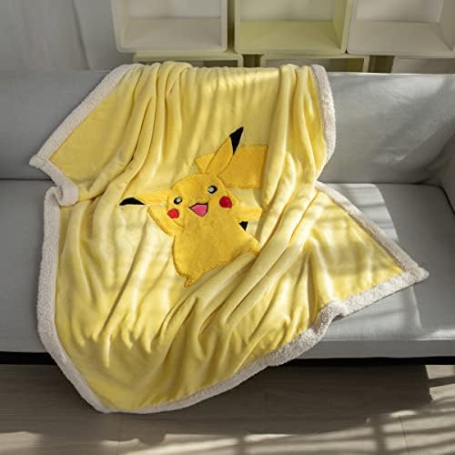 Kids Throw Blnaket 3D Cartoon Embroidery Soft Sherpa Plush Blanket Boys Girls Gifts Yellow