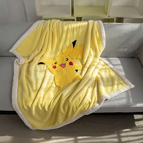 Kids Throw Blnaket 3D Cartoon Embroidery Soft Sherpa Plush Blanket Boys Girls Gifts Yellow #TOP2
