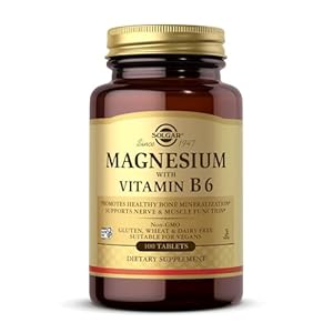 Solgar Magnesium with Vitamin B6 – Supports Energy Levels – Reduce Tiredness and Fatigue – Muscle Function – Vegan – 100 Tablets