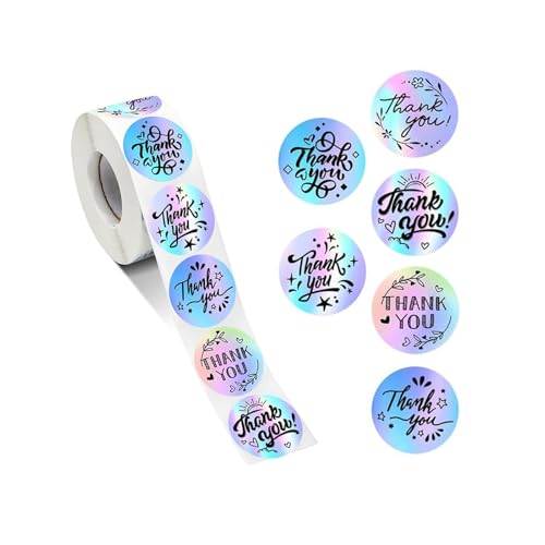 1000pcs Holographic Thank You Stickers - 1 Inch Waterproof Self-Adhesive Labels for Small Business, Happy Mail, Packaging & Celebrations for Orders, Gift Bags, Boxes & Envelopes