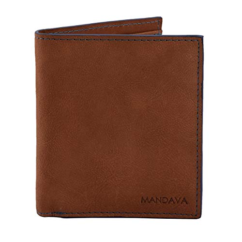 Genuine Leather Wallet for Men | Rfid Blocking Slim Bifold Wallets | Hand Printed Full Grain Wallet with 14 Card Slots - Best Leather Wallets for Men (Tan)