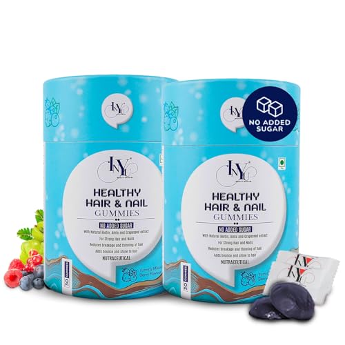 Image of INYU Biotin Hair Gummies for Stronger, Shinier Hair & Nails - 60 Days Pack | No Added Sugar | Gummies with Amla & Grapeseed Extract | Reduces Hair Fall & Strengthens Nails | Mixed Berry Flavor | for Men & Women