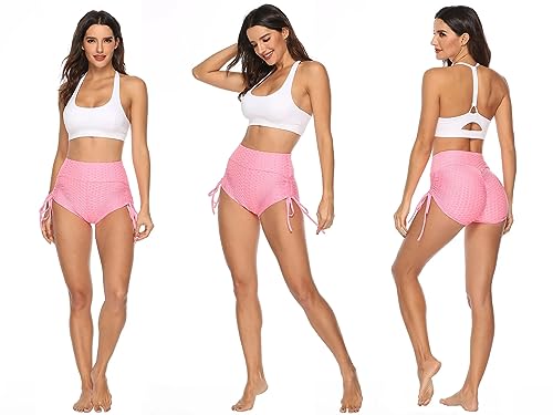 Image of Shasmi Women's Workout Yoga Shorts, High Waisted Drawstring Scrunch Booty Shorts Ruched Butt Lift Athletic Running Tights (Shorty 76)