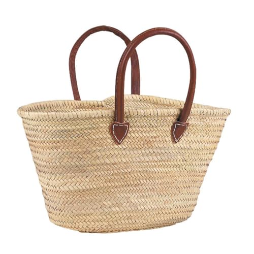 AUBRY GASPARD - Couffin en Palmier avec Bandoulières en Cuir - Taille 55 cm - Design Moderne et Intemporel - Léger et Facile À Entretenir - Couleur Naturelle - Taille...