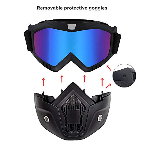 Ljdj Motorcycle Goggles With Removable Face Mask - Dirt Bike Atv Motocross Eyewear Anti-Uv Adjustable Mx Riding Offroad Cycling Motorbike Protective Glasses Racing Combat Tactical Military Goggles #TOP2