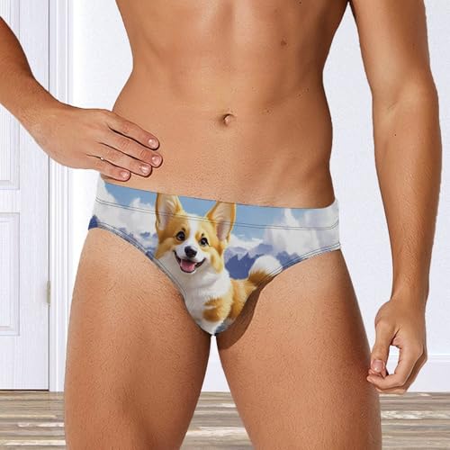 Corgi Dog and Mountain Men's Swimsuit Bikini Briefs Swim Underwear Stretchy Swimwear2
