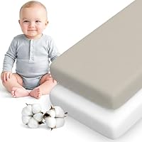 Dreamzie 2er Set Spannbettlaken Kinderwagen 50x83 cm - Baumwolle Oeko-Tex - Bettlaken für Stubenwagen & Reisebett - Grau/Weiß