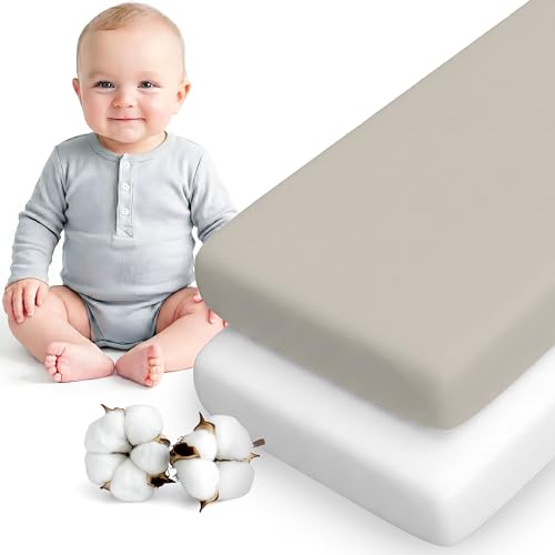 Dreamzie Prześcieradła Z Gumką 50x83 cm – Zestaw 2 – Bawełna Oeko-Tex – Do Wózka I Gondoli – Szaro-Białe