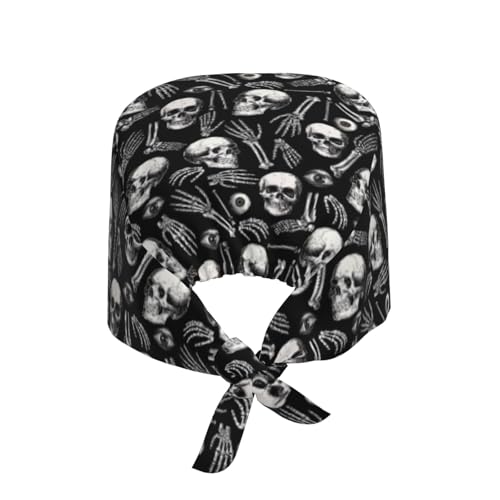 Image of Working Cap Scrub Cap with Sweatband Adjustable Unisex Tie Back Hat for Cleaning Farm Nursing