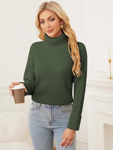Image of ZAFUL Womens Turtleneck Pullover Sweater Casual Loose Ribbed Knit Long Sleeve Chunky Jumper Tops