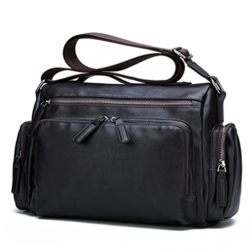 JSEIAJB Briefcase Business Men Shoulder Bag Leisure Men's Bag Retro Leather Shoulder Bag Crossbody Bags Men Black