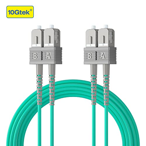 Image of 10Gtek Fiber Patch Cable - SC to SC OM3 10Gb /Gigabit Multi-Mode Jumper Duplex 50 /125μm LSZH Fiber Optic Cord, Aqua, 3-Meter(9.8ft)