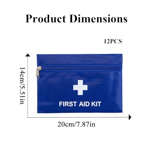 Image of First Aid Bags Empty,Mini First Aid Pouch Empty,Mini First Aid Kit Bulk,Zipper Pouches for Emergency,Travel and Outdoor (Blue 12 Pack, 5.5 * 7.8 inch)
