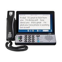 هاتف هاميلتون CapTel 2400 iSPNBT المعلق، الهواتف التي تعاني من ضعف السمع، التحكم في مستوى الصوت مع مكاسب تضخيم تصل إلى 40 ديسيبل، شاشة عرض كبيرة تعمل باللمس، شبكة Wi-Fi قادرة، آلة الرد وسماعة الرأس