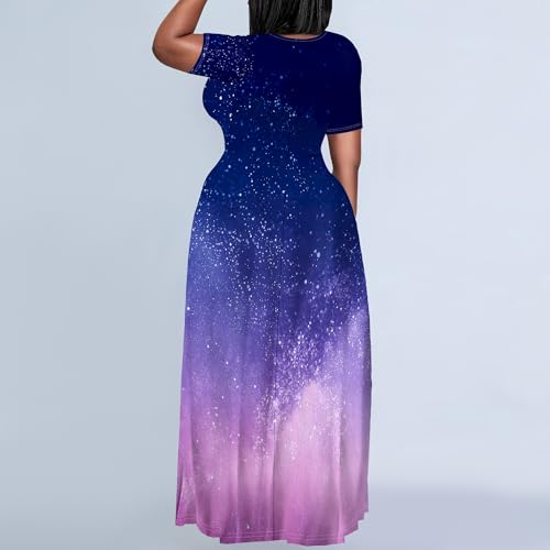 Image of Plus Size Maxi Dresses for Curvy Women T-Shirt Summer Sun Dresses Loose Fit