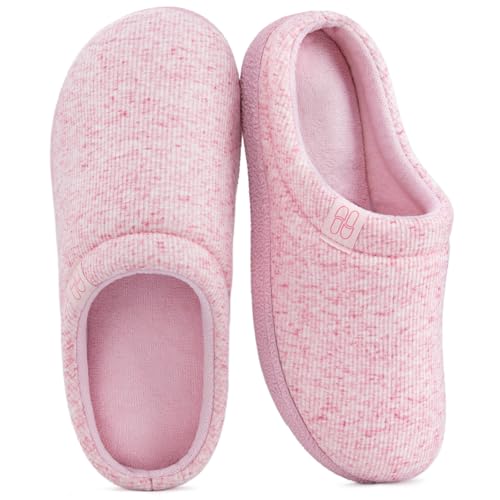 Image of HomeTop Women's Knit Memory Foam Slippers Warm Soft House Anti-Slip Shoes