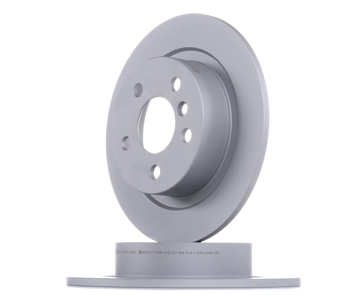 Juego de 2 Discos de Freno Bosch BD2413 - Discos Macizos, Alto Contenido en Carbono, 280 mm - Eje Trasero - Certificación ECE-R90 - Excelente Refrigeración, Anticorrosión - 1 Juego de 2 Discos