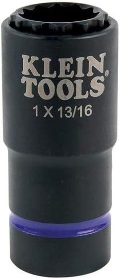 Klein Tools 66015 2-in-1 Impact Socket with 12-Point Deep Sockets, Coaxial Spring Loaded in 1- and 13/16-Inch Sizes