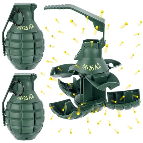 Sratte 2 Pcs Toy Hand Grenade for Cs Battle Game with 20 Round Foam Ammo Model Tactical Fake Grenade for 14+ and Adults Outdoor Army Military Camo Party Favors Pretend Role Play Prop Game(Green)