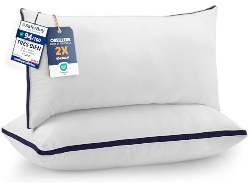 Utopia Bedding Oreillers 40 x 70 cm (2 Pièces), Rembourrage en Fibres Creuses Vierges 3D, Oreiller Doux et Facile à Entretenir (Bleu Marine)