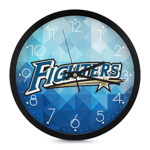 北海道日本ハムファイターズ 掛け時計 壁掛け時計 円形 静音 電池式 アラビア数字 オフィス/寝室/リビング