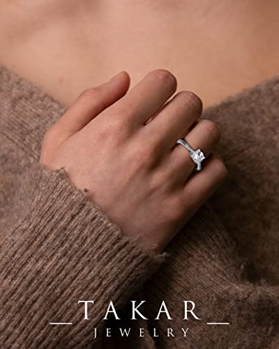 1.43 CT .925 Sterling Silver Cubic Zirconia Ring - Round Cut 4 Prongs CZ Solitaire Ring - Silver Rings for Women Non Tarnish – Wedding or Engagement Ring - Bridal Jewelry Promise Ring for Her Made in USA2